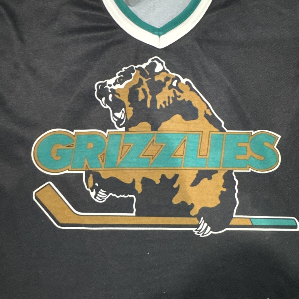 Vintage 1990s Denver Utah Grizzlies Bauer Black IHL Hockey Jersey Sz Adult L/XL - Picture 3 of 9